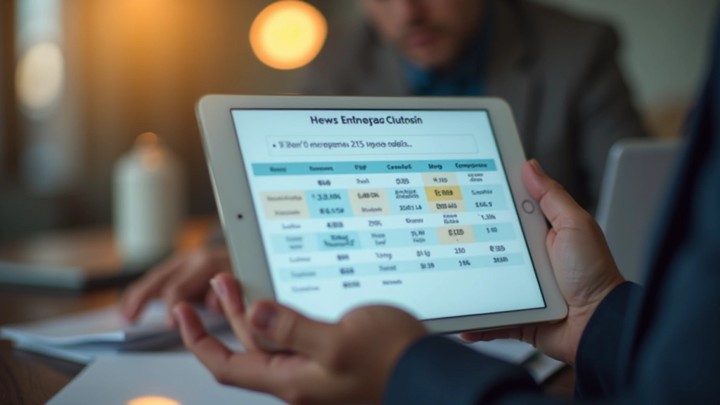 Gráfico comparativo de preços de fornecedores de internet com cores diferentes em tablet